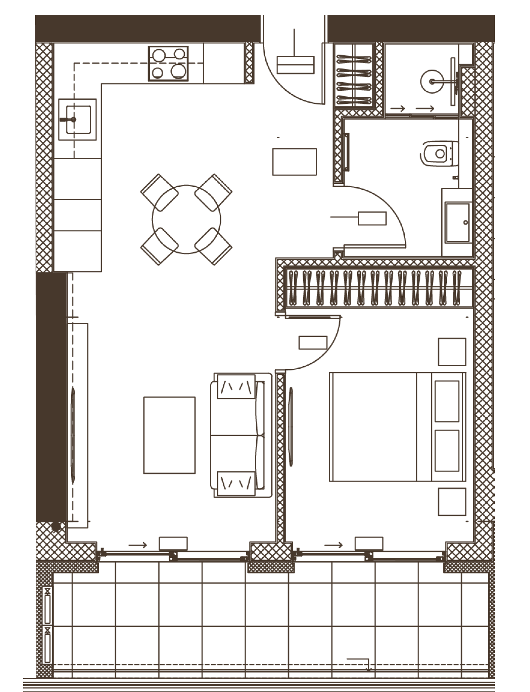 1 bedroom residence floor plan