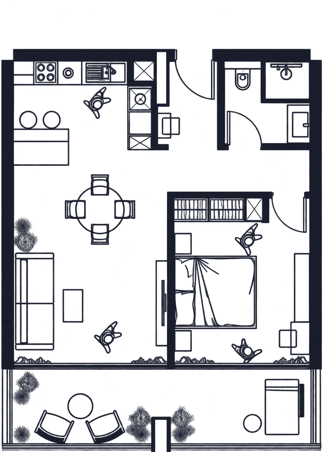 1 bedroom residence floor plan