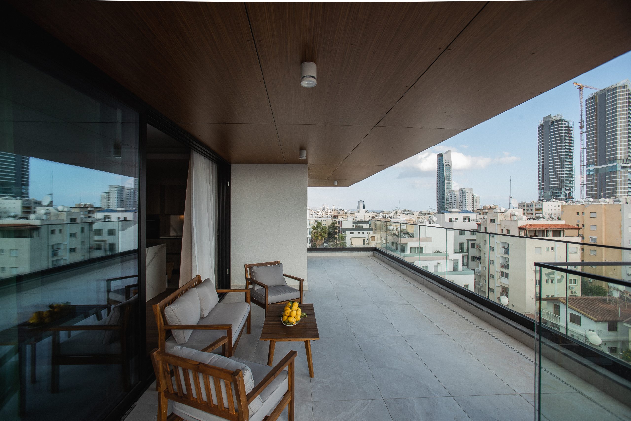 Neapolis I dining area with balcony views