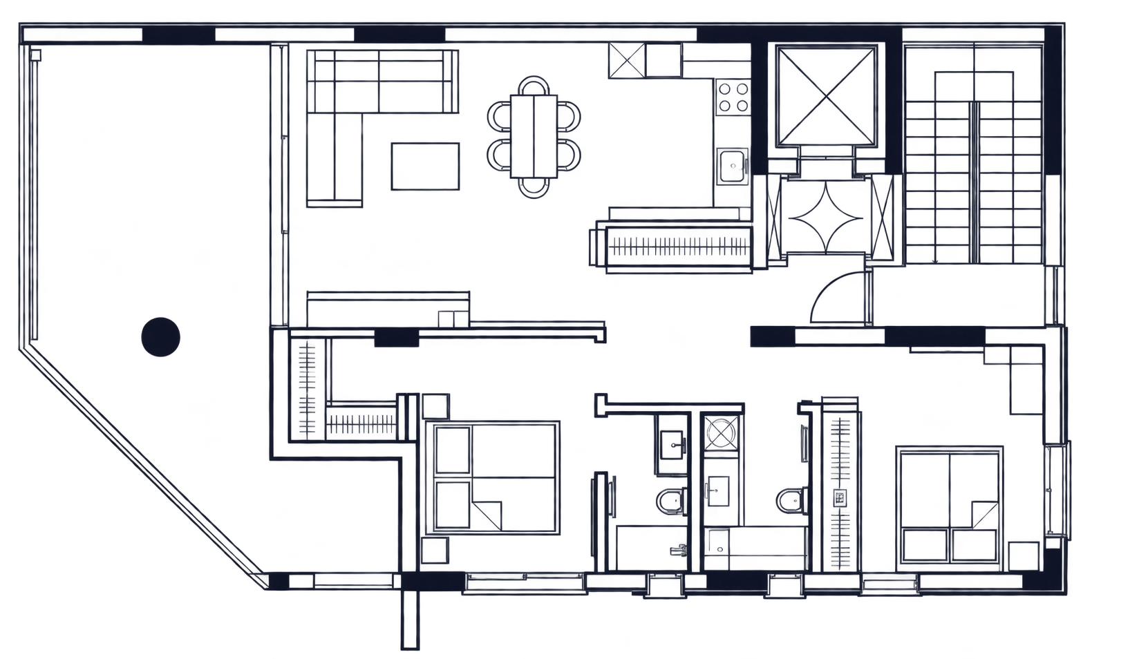 2 bedroom residence floor plan